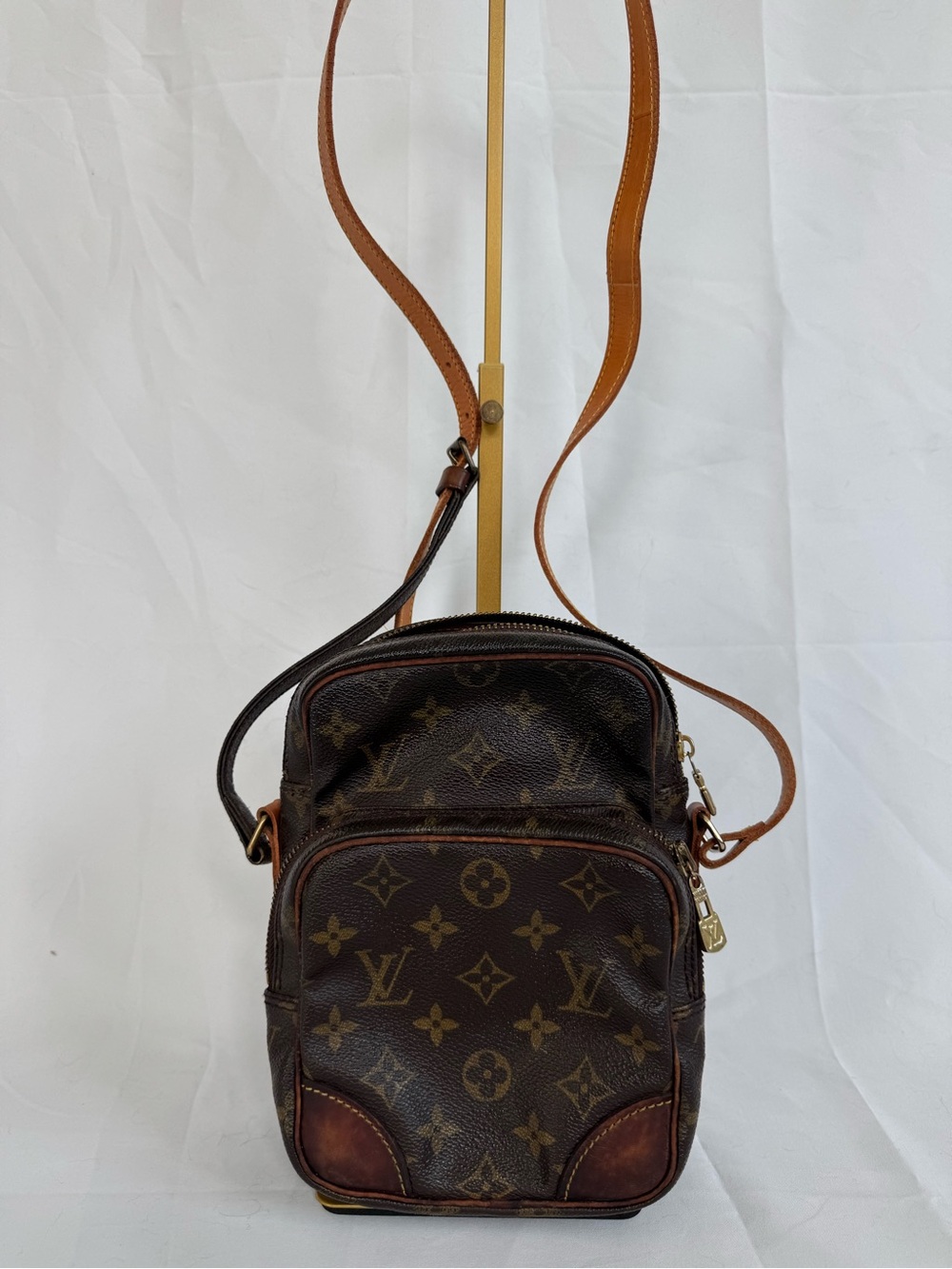 Louis Vuitton Amazone Vintage Monogram Canvas Small Crossbody in Brown and Tan